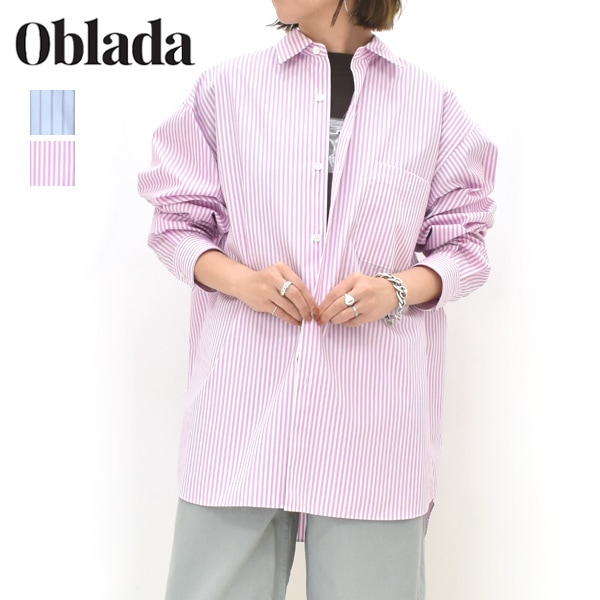 Oblada ���֥�� ���ȥ饤�ץ�������ƥ��å������ Ĺµ STRIPE AUTHENTIC SHIRT M2610SH08 ��ǥ�����������̵����