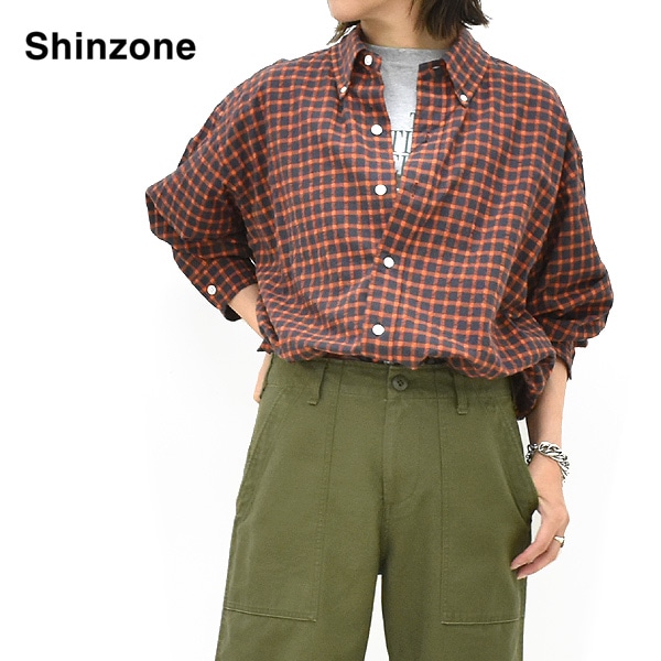 ��26AW��THE SHINZONE ���󥾡��� WASHED CHECKED DADDY SHIRT �����å���� �����å����ǥ������ Ĺµ 26AMSBL02 ��ǥ�����������̵����