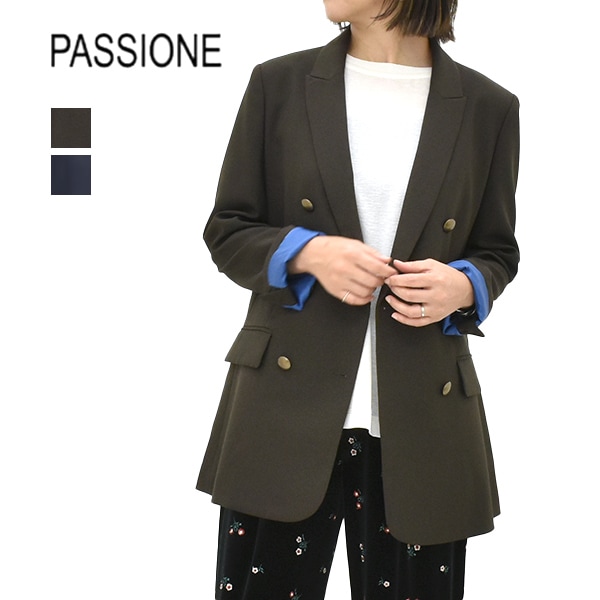 passione パシオーネ　ネイビー ダブルテーラードジャケット mal. PASSIONE パシオーネ ダブルブレストジャケット ツイル 636422