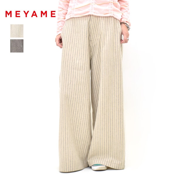 MEYAME ���� WOOL STRIPE SIDE LINE WIDE PANTS ������ ���ȥ饤�ץ����ɥ饤��磻�ɥѥ�� MEY-2521 ��ǥ�����������̵����