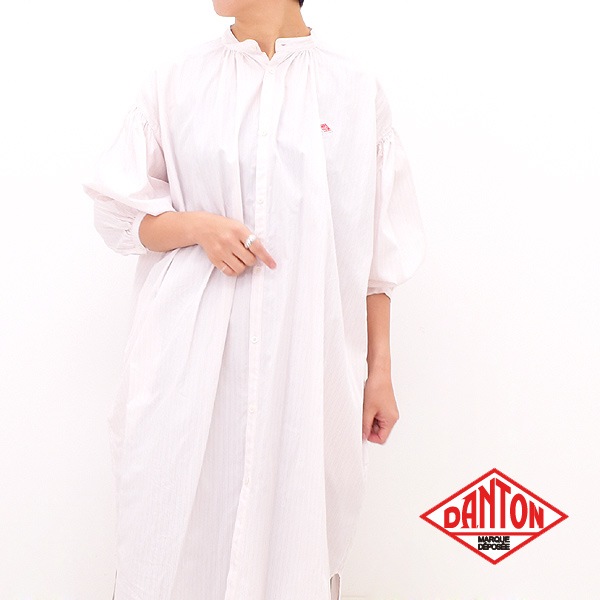 DANTON ����ȥ� ���åȥ�ݥץ�� �Х�ɥ��顼���󥰥���� ����˥å� COTTON POPLIN BAND COLLAR LONG SHIRT DT-B0228 RPL ��ǥ�����������̵����