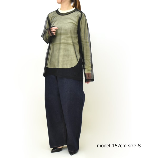 ��26SS��Needles �ˡ��ɥ륺 ���塼��ɥåȥ졼�� U�ͥå����åȥ��� L/S U/Neck Tee -Tulle Dot Lace- SX437������̵���ۡڥ���å��ݥ��Ȳġ�