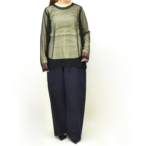 ��26SS��Needles �ˡ��ɥ륺 ���塼��ɥåȥ졼�� U�ͥå����åȥ��� L/S U/Neck Tee -Tulle Dot Lace- SX437������̵���ۡڥ���å��ݥ��Ȳġ�