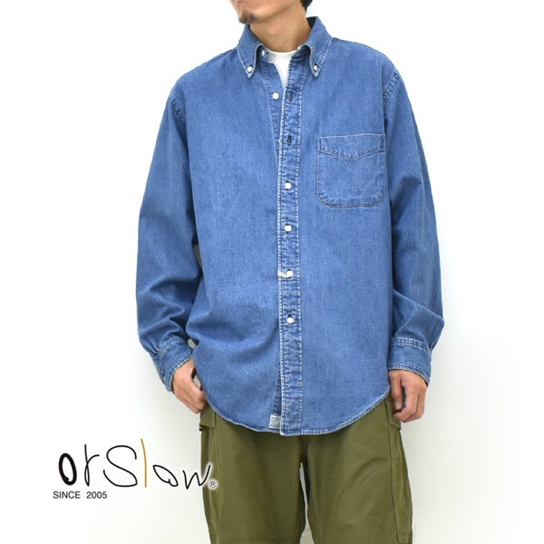 orSlow ���������� ����������� �ܥ�������� �ǥ˥ॷ��� �桼���� STANDARD BUTTON DOWN SHIRT DENIM USED 01-8112-95������̵����