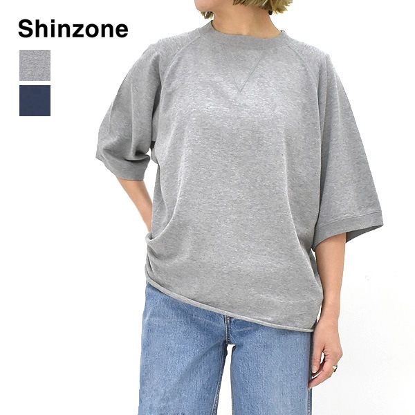 THE SHINZONE ���󥾡��� INLAYED HALF SLEEVE TEE ����쥤�ϡ��ե��꡼�� �����å�T����� 25SMSCU03 ��ǥ�����������̵����
