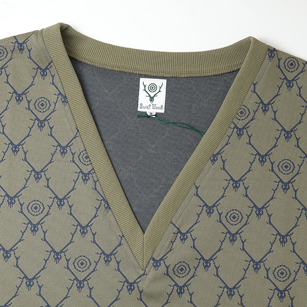 23SSSouth2 West8 ġȥ ȥVͥå &å STRING V NECK SHIRT - POLY JQ. / SKULL&TARGET- MR813̵