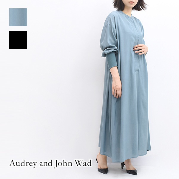 Audrey And John Wad オードリーアンドジョンワッド バンドカラー袖リブロングワンピース H5400 レディース 送料無料 Brand List A Audrey And John Wad シーガルディレクション オンラインストア