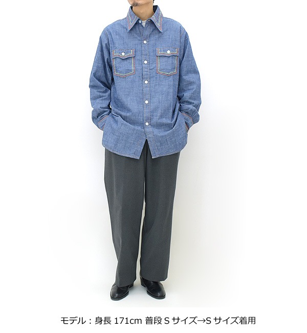 �ڥ�����/60%OFF��Needles �ˡ��ɥ륺 Work Shirt -Chambray/India Emb- �����֥졼�������� ����ɻɽ� OT211������̵���ۡ�SALE�ۡ����ʡ����Բġ�