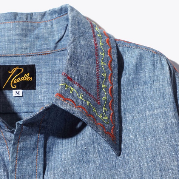 �ڥ�����/60%OFF��Needles �ˡ��ɥ륺 Work Shirt -Chambray/India Emb- �����֥졼�������� ����ɻɽ� OT211������̵���ۡ�SALE�ۡ����ʡ����Բġ�