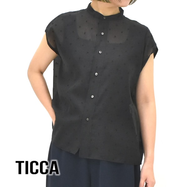 TICCA ティッカ ドットエンブロイダリーフレンチシャツ 刺繍