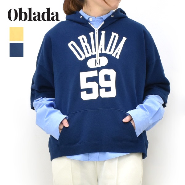 26SS】Oblada オブラダ HALF ZIP HOODIE ハーフ ジップ フ―ディー