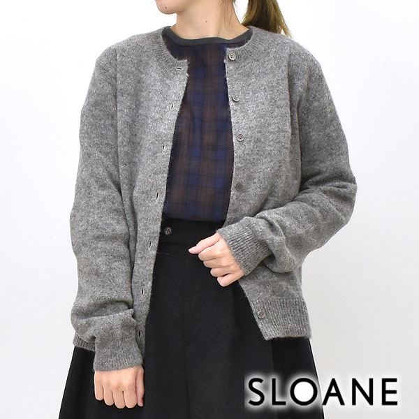 SLOANE スローン 7G天竺アルパカ混クルーネックカーディガン SL9W-688
