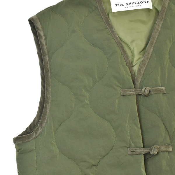 ��25AW��THE SHINZONE ���󥾡��� QUILTING CHINA BUTTON VEST ����ƥ��� ���㥤�� �ܥ��� �٥��� 25AMSJK06 ��ǥ�����������̵����
