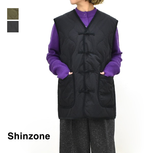 ��25AW��THE SHINZONE ���󥾡��� QUILTING CHINA BUTTON VEST ����ƥ��� ���㥤�� �ܥ��� �٥��� 25AMSJK06 ��ǥ�����������̵����