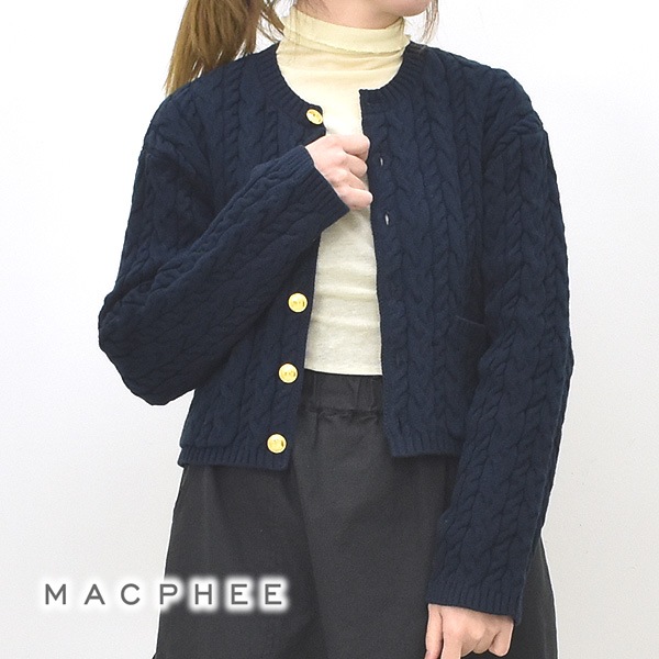 MACPHEE マカフィー　シアーレイヤー クルーネックカーディガン　 S シアーレイヤー クルーネックカーディガン｜トゥモローランド