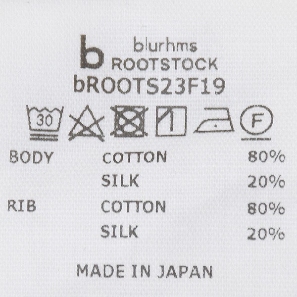 23AWblurhms ROOTSTOCK ֥顼ॹ 롼ĥȥå Silk Cotton 20/80 Hem Rib L/S 륯åȥ إĹµåȥ Tee bROOTS23F19̵