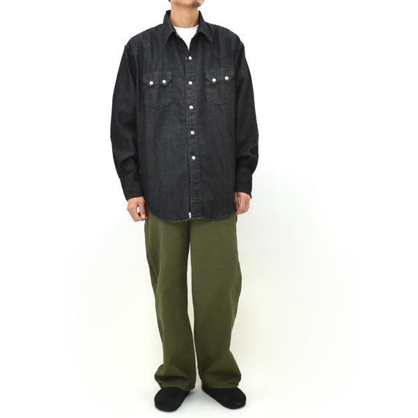orSlow ���������� ���������󥷥�� �֥�å��ǥ˥� WESTERN SHIRT BLACK DENIM 01-8124-D61 ��� ������������̵����