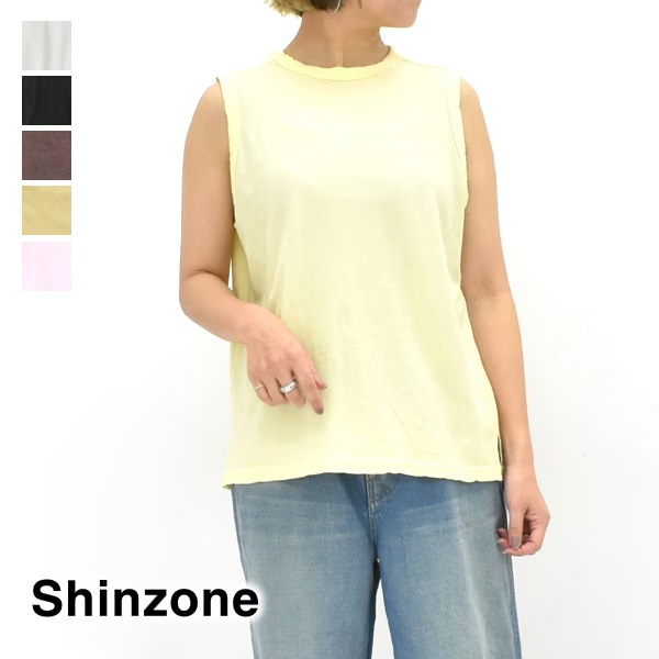 THE SHINZONE ���󥾡��� HIGH TWIST COTTON SLEEVELESS TOP �ϥ��ĥ����ȥ��åȥ� �Ρ����꡼�֥��åȥ��� 23MMSCU02�ڥ���å��ݥ��Ȳġ�
