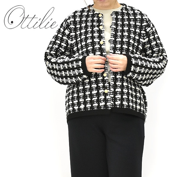 ottilie オティーリエ ツイードニットジャケット 261004 レディース