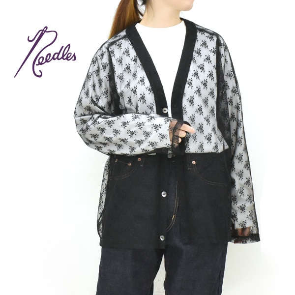 26SS】Needles ニードルズ フローラル ラッセルレース Vネック