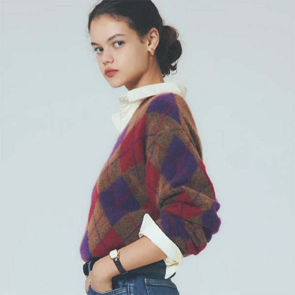 25AWTHE SHINZONE 󥾡 ARGYLE KNIT PULLOVER  ˥å ץ륪С 25AMSNI12 ǥ̵