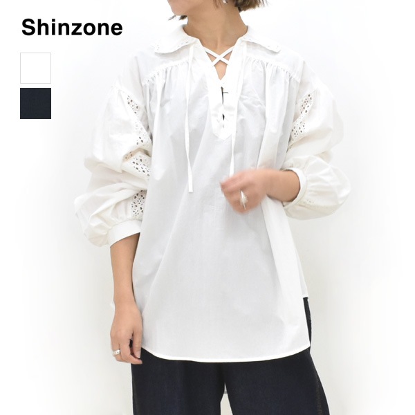 ��26SS��THE SHINZONE ���󥾡��� LACE-UP BLOUSE �졼�����å� �֥饦�� 26SMSBL02 ��ǥ�����������̵����