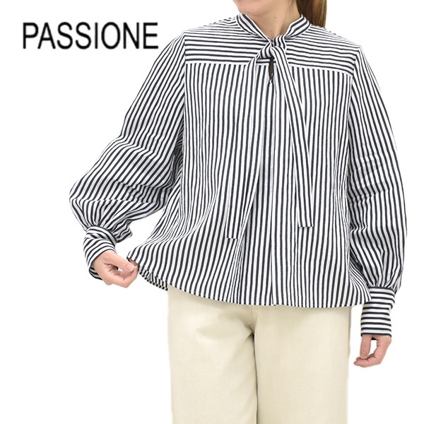 PASSIONE パシオーネ ストライプボウタイシャツ 616932 レディース