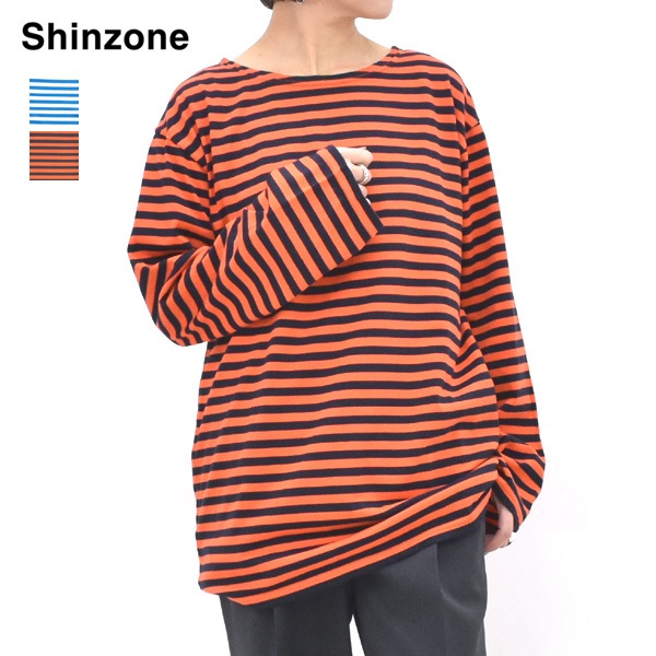 THE SHINZONE ���󥾡��� �ޥ��ܡ�����T����� Ĺµ <�������󥫥顼> MARINE BORDER LONG SLEEVE TEE 24SMSCU14 ��ǥ�����������̵����