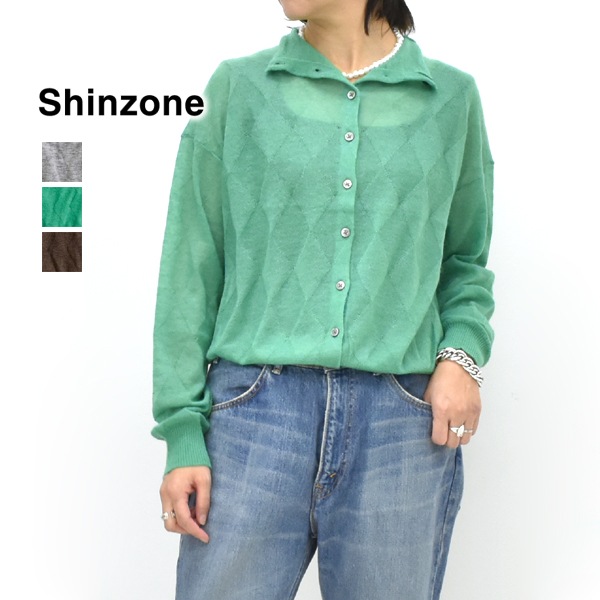 ��26AW��THE SHINZONE ���󥾡��� SHEER ARGYLE KNIT CARDIGAN ����������������˥åȥ����ǥ����� 26AMSNI09 ��ǥ�����������̵����
