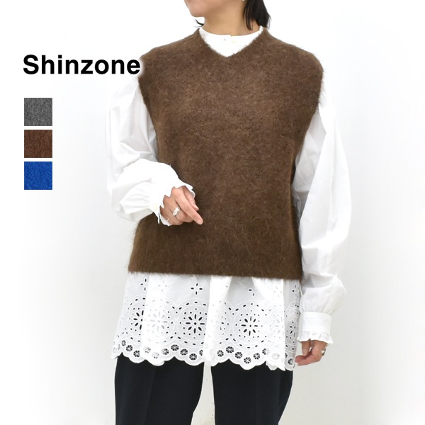 ��26AW��THE SHINZONE ���󥾡��� ALPACA SHAGGY KNIT VEST ����ѥ����㥮���˥åȥ٥��� V�ͥå� 26AMSNI04 ��ǥ�����������̵����
