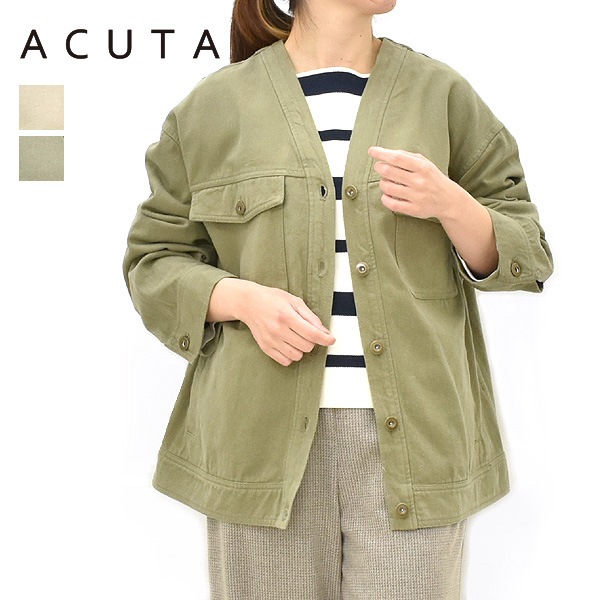 ACUTA アクータ コットンリネンツイルカラーレスカバーオール 10018554