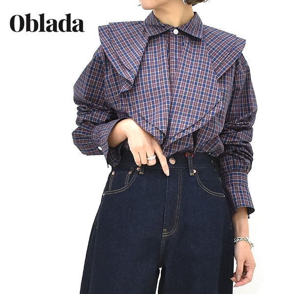 Oblada ���֥�� CHECK RUFFLE BLOUSE �����å���åե�֥饦�� S2610SH06������̵����