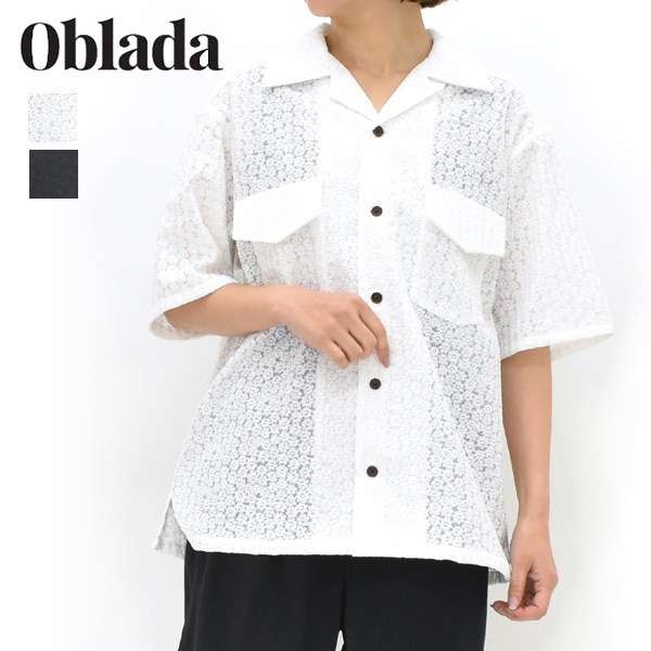 ��26SUMMER��Oblada ���֥�� �ե�����֥������꡼����� �ɽ� FLOWER EMBROIDERY SHIRT M2610SH06������̵����