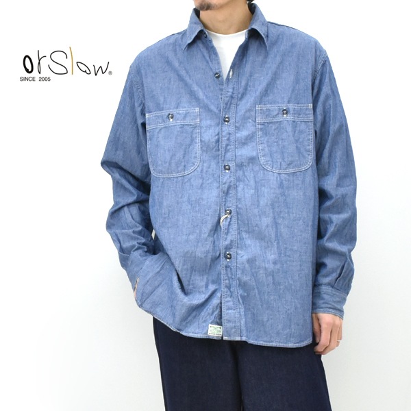 orSlow ���������� ���å����ե��å� �����֥졼 �������� RELAX FIT CHAMBRAY WORK SHIRT 01-8270-84������̵����