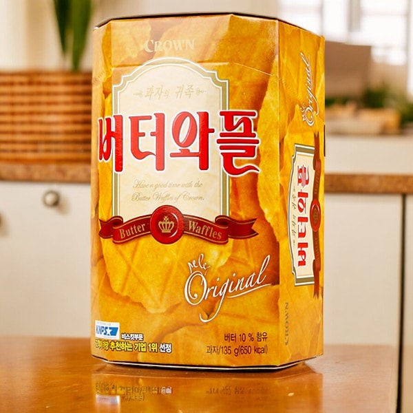 [CROWN]バターワッフル135g/韓国お菓子 バター味
