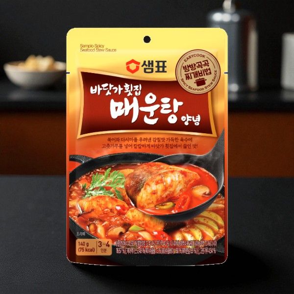 [センピョ]海鮮チゲの素【辛口】140g（3-4人前）/調味料 辛いソース 香味油