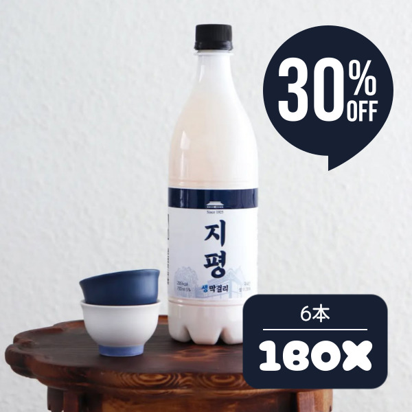 [冷]ジピョン 生 マッコリ 750ml 1箱(6本入り)Alc.5％ / 【賞味期限：26年3月8日】 韓国生マッコリ 韓国お酒 伝統酒