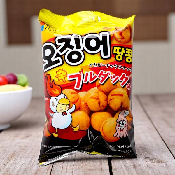 HANJUNG] イカピーナッツスナック 辛ブルダック味 90g / 韓国食品 韓国