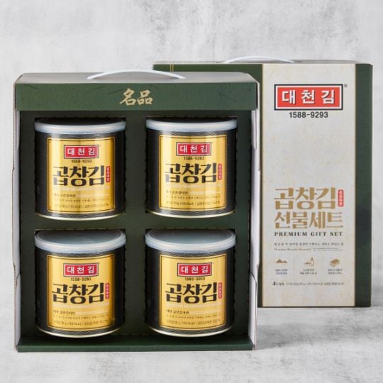 大川海苔（テチョンギム）コプチャン海苔 名品ギフトセット〈4缶入〉/ 