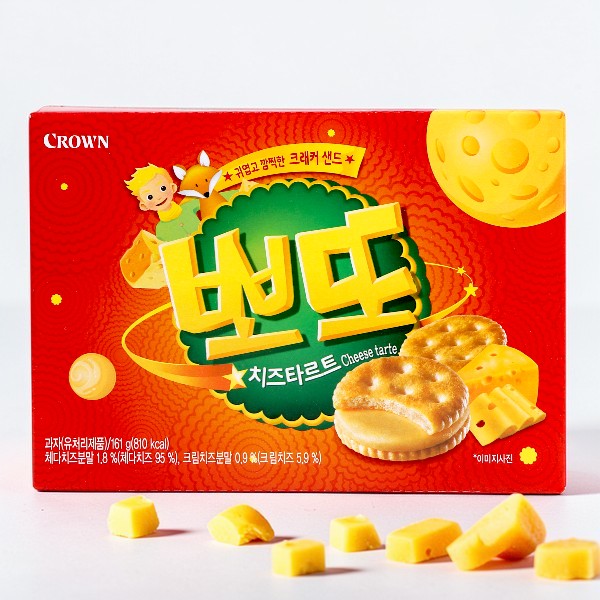 [クラウン] ポット チーズタルト味 161g / 韓国お菓子 チーズクラッカー チーズサンドビスケット  