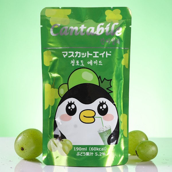 [カンターピレ] マスカットエイド 190ml / 韓国ドリンク 爽やかグリーングレープドリンク パウチ飲料　