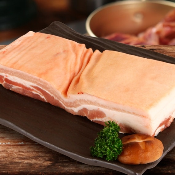 [凍]豚の皮付きバラ肉ブロック約1kg【量り売り】※クレジットカード・銀行振込支払い不可※