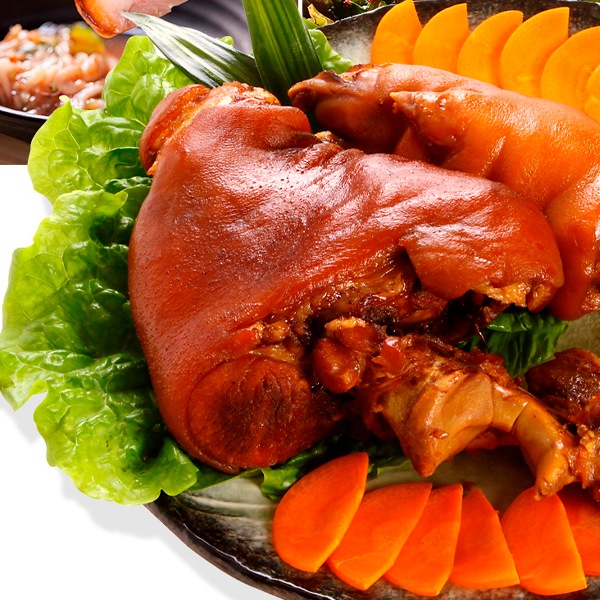 [冷]沖縄産故郷王豚足1kg(固まり)(味付)/韓国商品 韓国食材 豚肉 加工食品