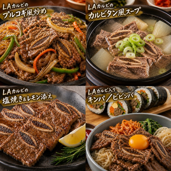 [凍] 骨付き LAカルビ スライス 1kg /牛カルビ 骨付きカルビ 焼肉 BBQ 韓国料理 