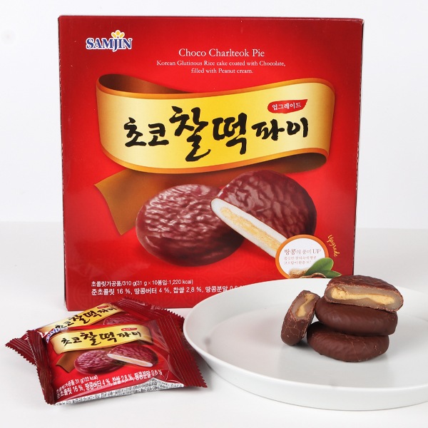 [SAMJIN]餅チョコパイ1箱（10個入り）310g/ ピーナッツクリーム チョコ餅パイ 韓国お菓子