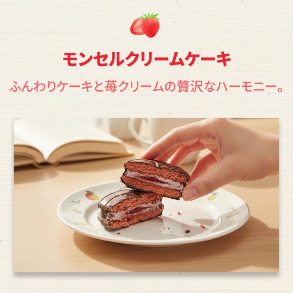 [ロッテ] モンセル クリーム ケーキ イチゴ味 408g / 韓国お菓子 いちご 韓国人気スイーツ 韓国ケーキスナック