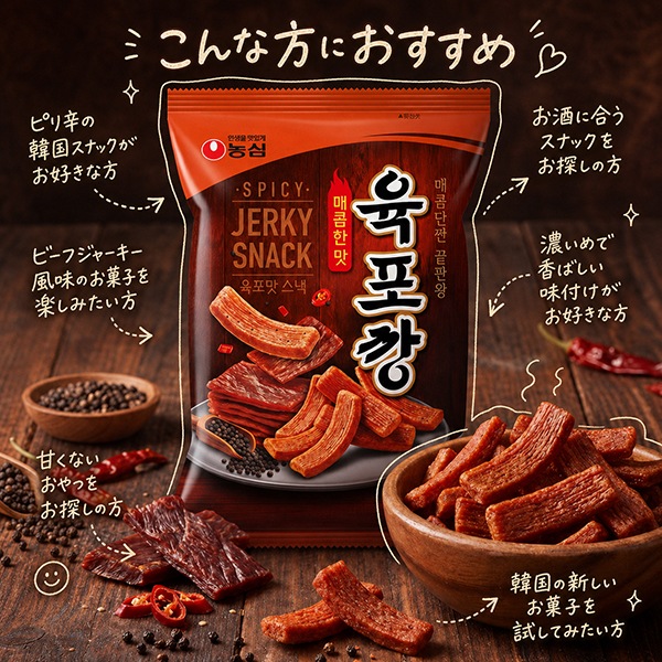 [農心] ユッポカン スパイシー 55g｜ピリ辛ビーフジャーキー風味 韓国スナック