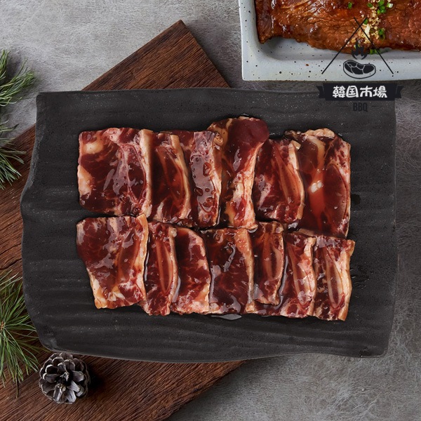 [凍]ヤンニョム(味付け)骨付きLAカルビスライス500g / キャンプBBQ用