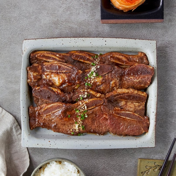 [凍]ヤンニョム(味付け)骨付きLAカルビスライス500g / キャンプBBQ用