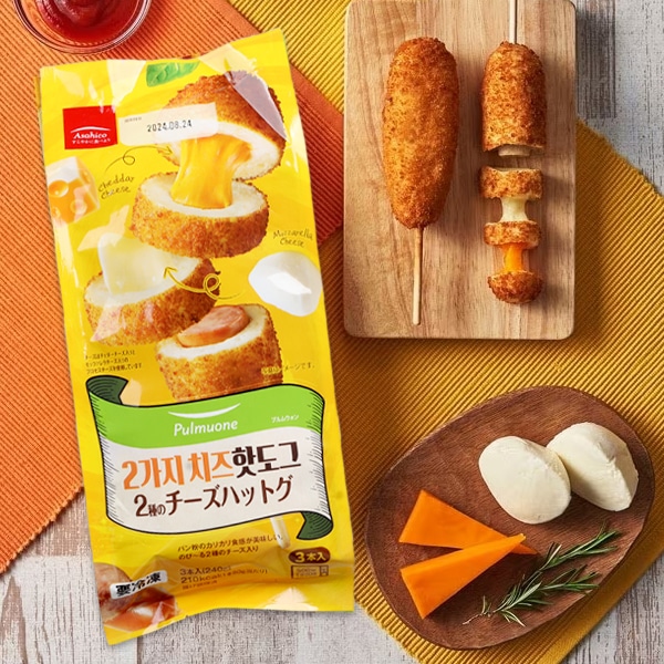 凍]プルムウォン 2種のチーズハットグ3本入り(80g x 3本)/韓国食品